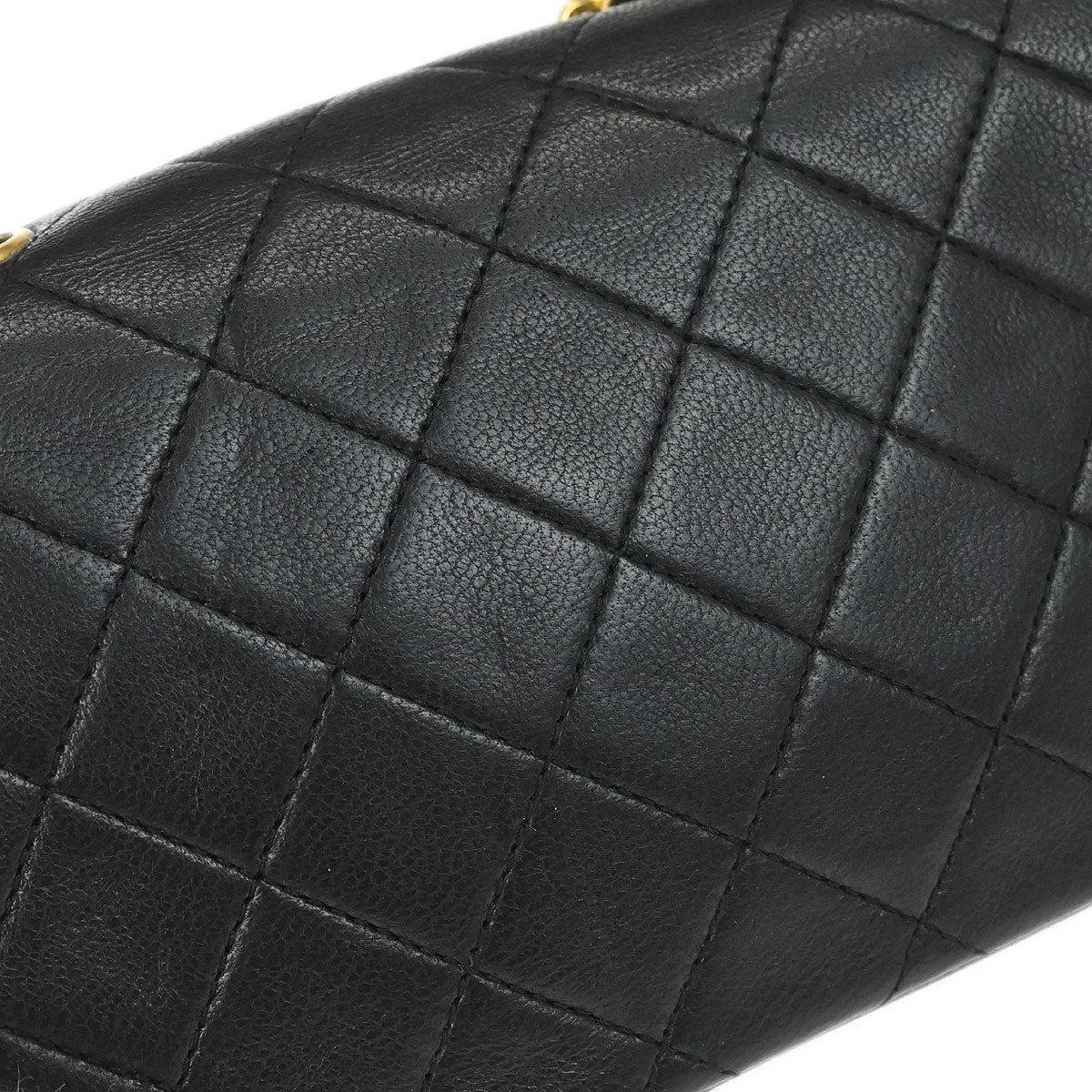 Chanel 1989-1991 Black Lambskin Straight Flap Shoulder Bag