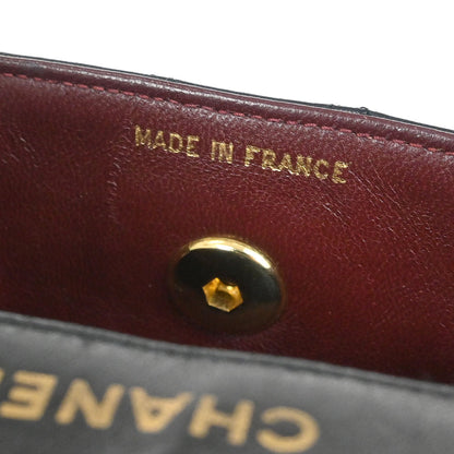 Chanel 1989-1991 Black Lambskin Straight Flap Shoulder Bag