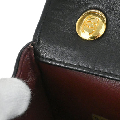 Chanel 1989-1991 Black Lambskin Straight Flap Shoulder Bag