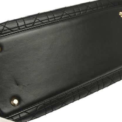 Christian Dior Black Lambskin Lady Dior Cannage 2way Shoulder Handbag