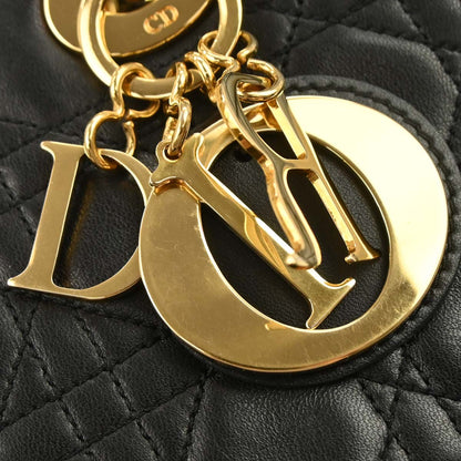 Christian Dior Black Lambskin Lady Dior Cannage 2way Shoulder Handbag