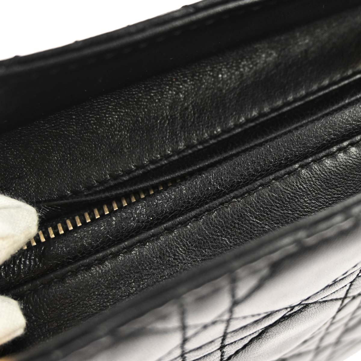 Christian Dior Black Lambskin Lady Dior Cannage 2way Shoulder Handbag