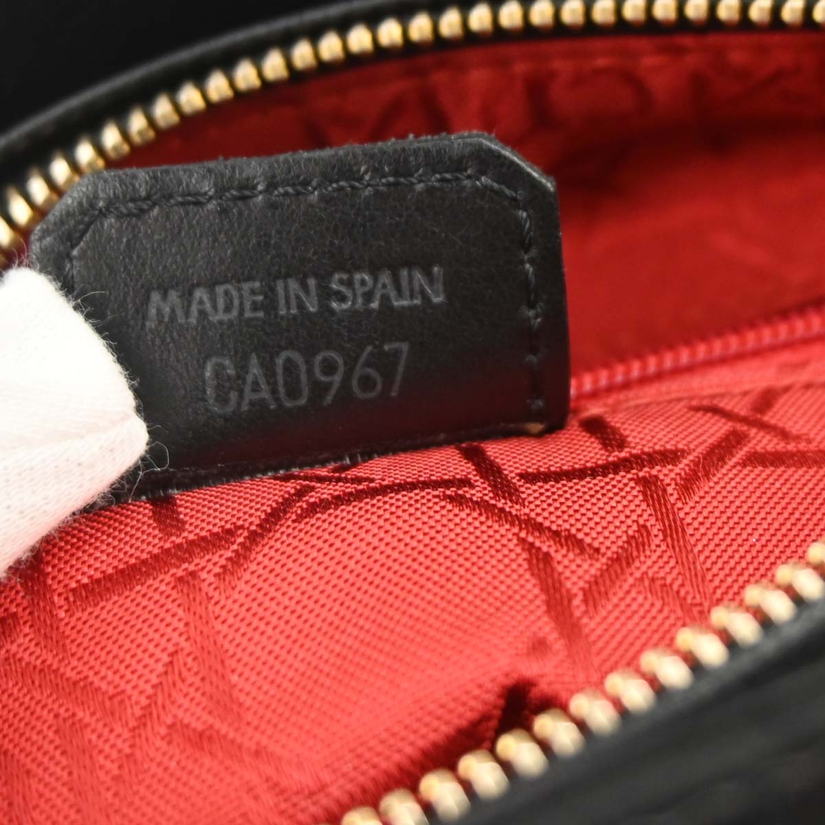 Christian Dior Black Lambskin Lady Dior Cannage 2way Shoulder Handbag