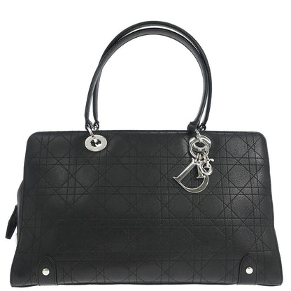 Christian Dior Black Lambskin Cannage Tote Handbag