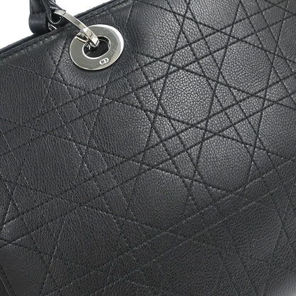 Christian Dior Black Lambskin Cannage Tote Handbag