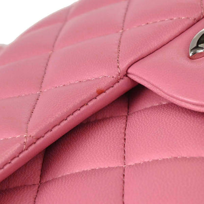 Chanel 2013-2014 Pink Lambskin Medium Classic Double Flap Shoulder Bag
