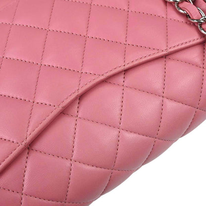 Chanel 2013-2014 Pink Lambskin Medium Classic Double Flap Shoulder Bag