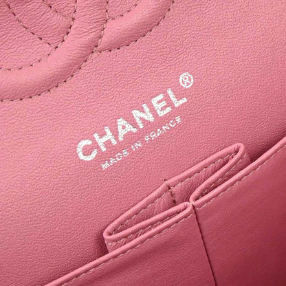 Chanel 2013-2014 Pink Lambskin Medium Classic Double Flap Shoulder Bag
