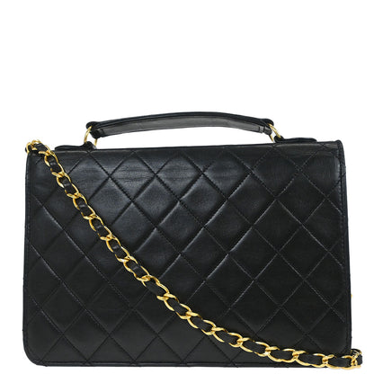 Chanel Black Lambskin 2way Shoulder Handbag