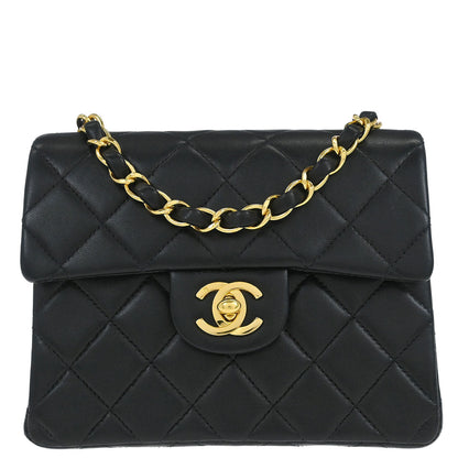 Chanel Black Lambskin Mini Classic Square Flap Shoulder Bag 17