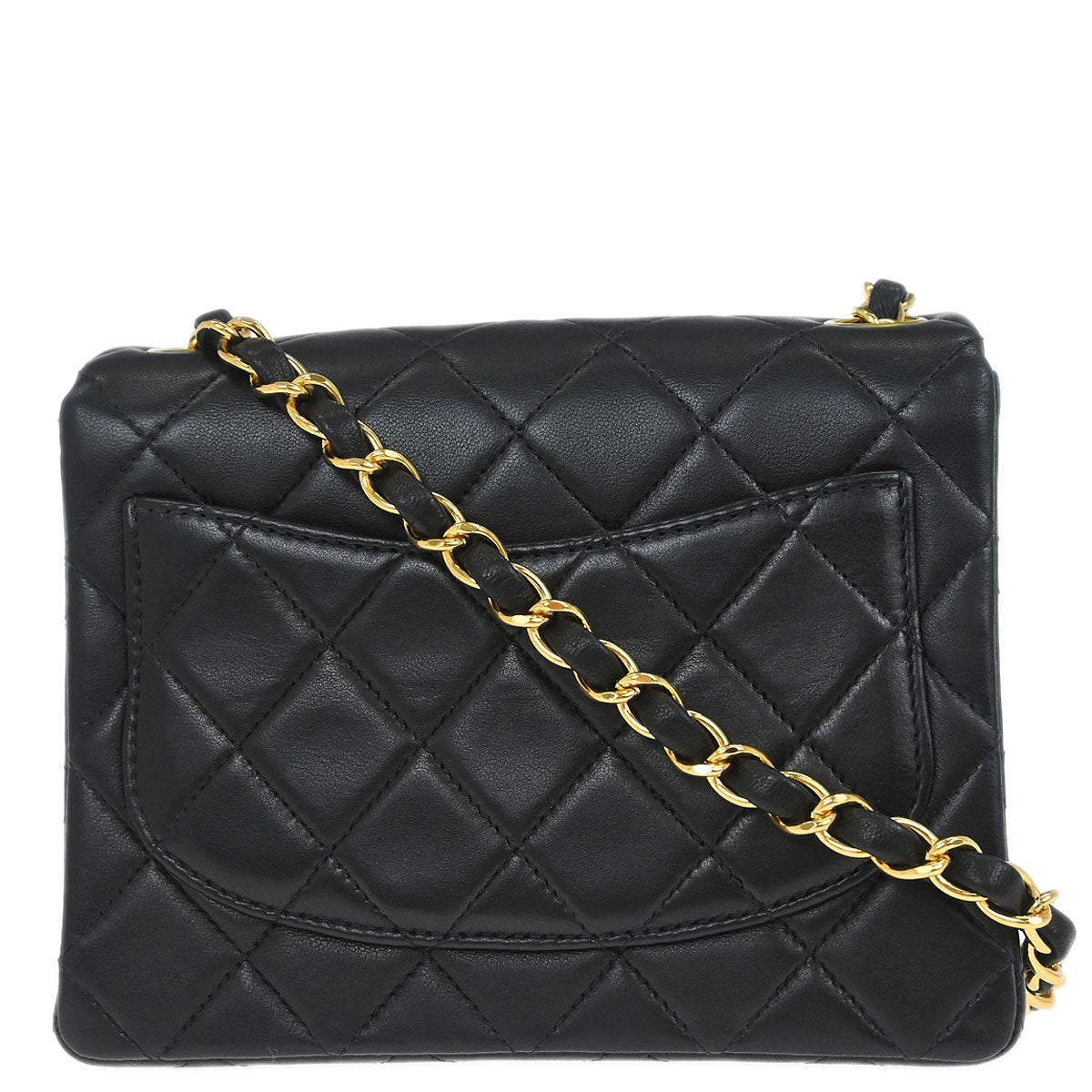 Chanel Black Lambskin Mini Classic Square Flap Shoulder Bag 17