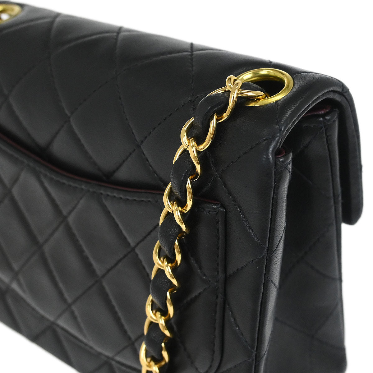 Chanel Black Lambskin Mini Classic Square Flap Shoulder Bag 17