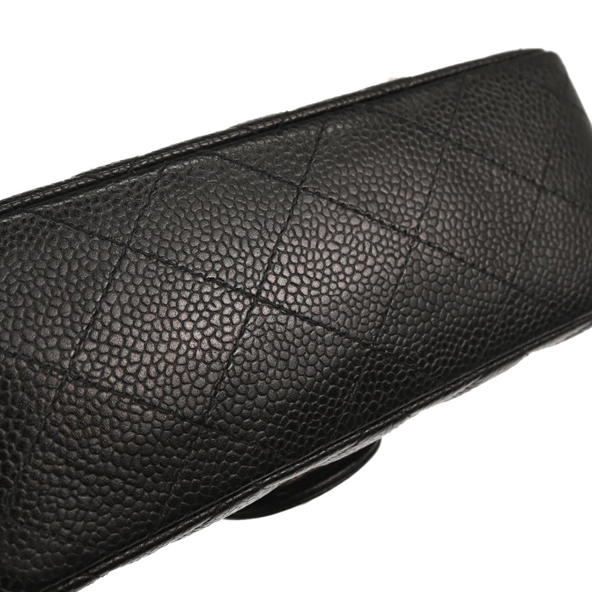 Chanel 2000-2002 Black Caviar Skin Mini Classic Square Flap Bag 17