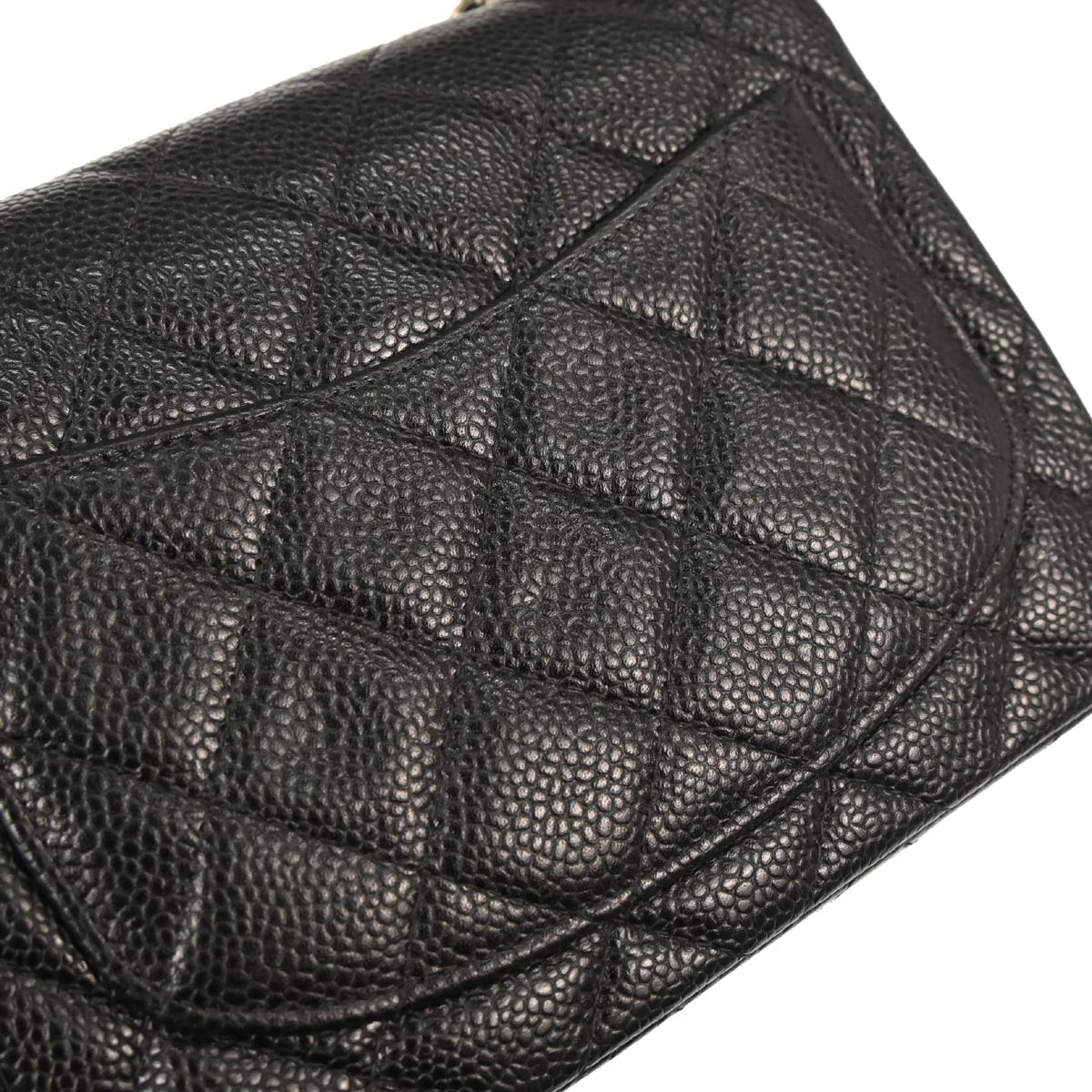 Chanel 2000-2002 Black Caviar Skin Mini Classic Square Flap Bag 17