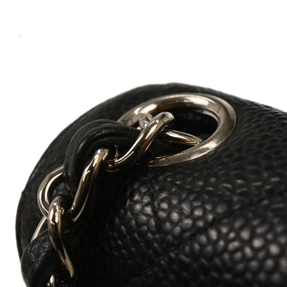 Chanel 2000-2002 Black Caviar Skin Mini Classic Square Flap Bag 17