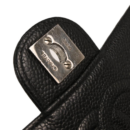 Chanel 2000-2002 Black Caviar Skin Mini Classic Square Flap Bag 17