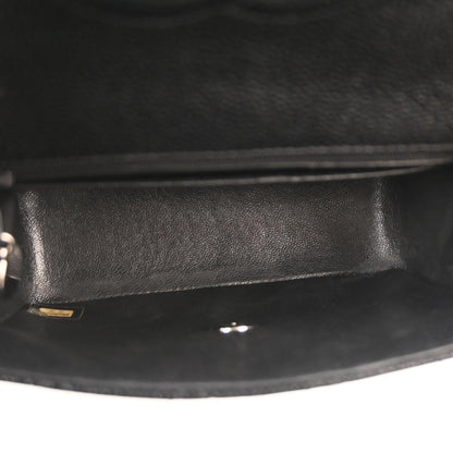Chanel 2000-2002 Black Caviar Skin Mini Classic Square Flap Bag 17