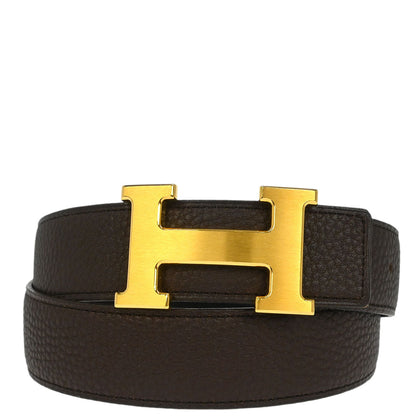 Hermes Brown Togo Constance Reversible Belt #80 Small Good