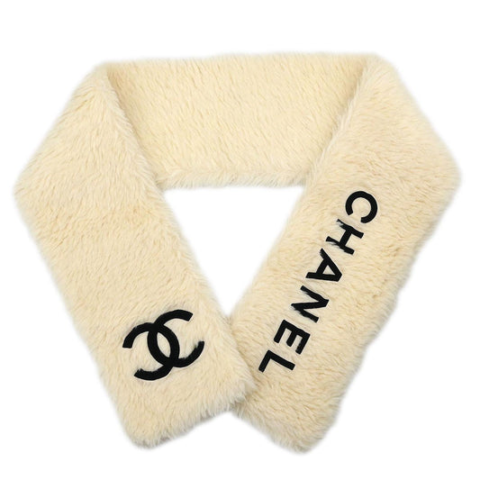 Chanel * Alpaca Scarf White Small Good