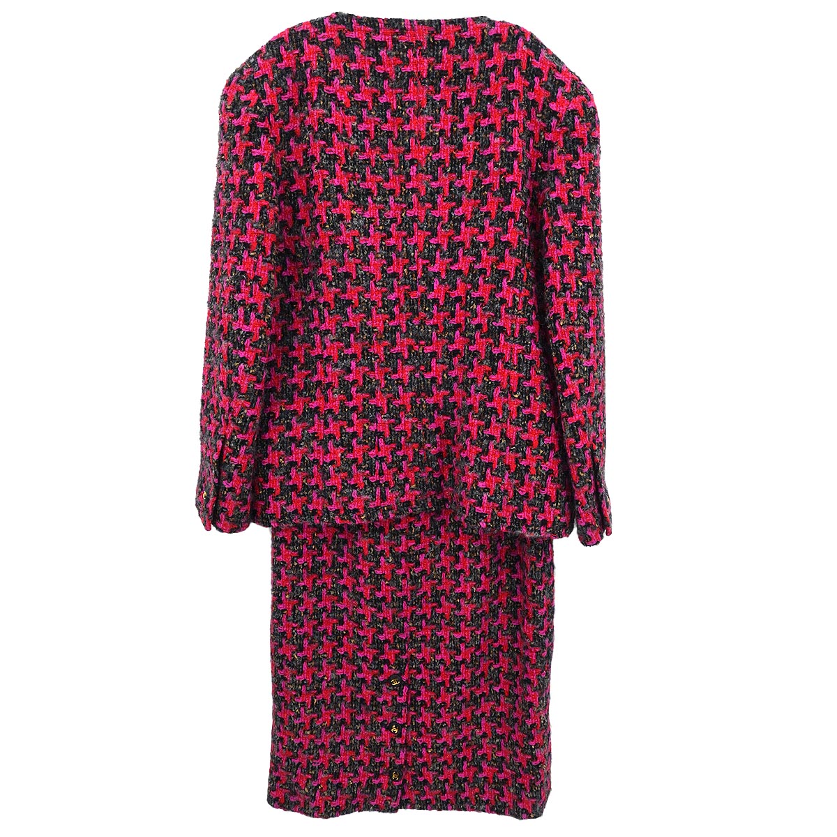 Chanel Setup Suit Collarless Jacket Skirt Pink #40