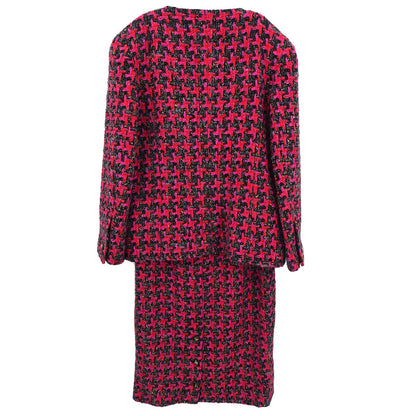 Chanel Setup Suit Collarless Jacket Skirt Pink #40