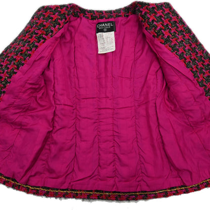 Chanel Setup Suit Collarless Jacket Skirt Pink #40