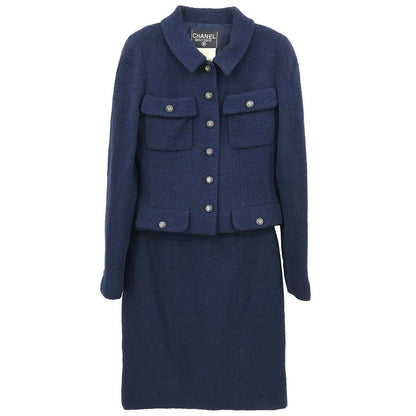 Chanel 1995 Setup Suit Jacket Skirt Navy #36