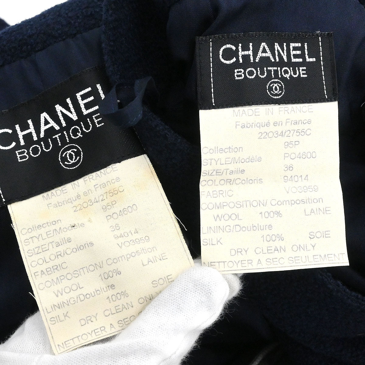 Chanel 1995 Setup Suit Jacket Skirt Navy #36