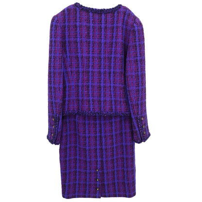Chanel 1995 Setup Suit Jacket Skirt Purple #40