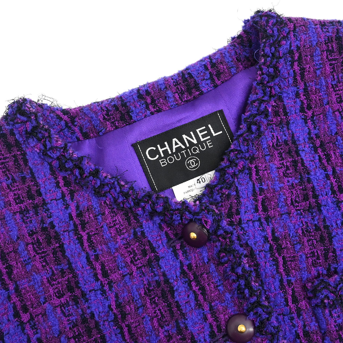 Chanel 1995 Setup Suit Jacket Skirt Purple #40