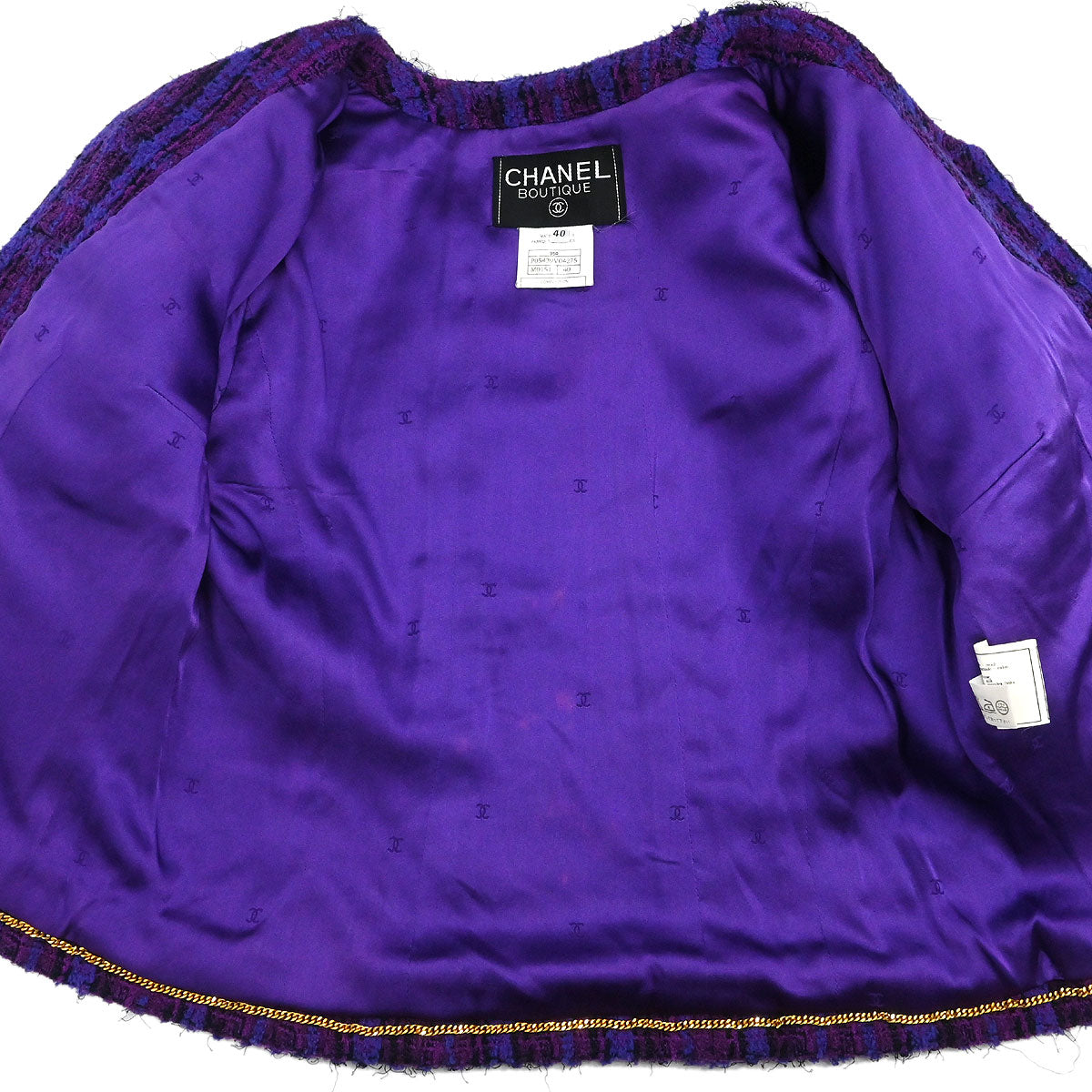 Chanel 1995 Setup Suit Jacket Skirt Purple #40