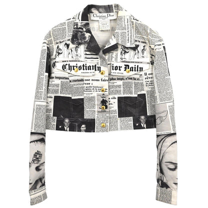 Christian Dior 2000 Single Breasted Jacket Newspaper White #40