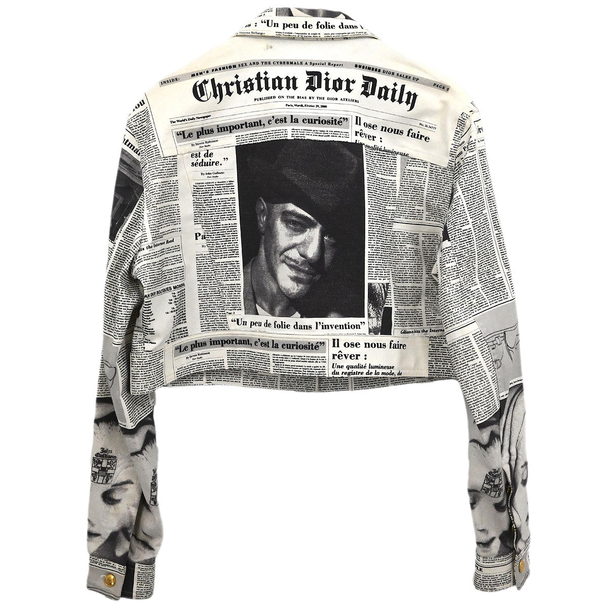 Christian Dior 2000 Single Breasted Jacket Newspaper White #40