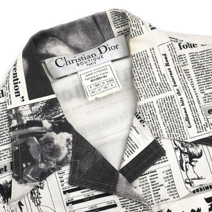 Christian Dior 2000 Single Breasted Jacket Newspaper White #40