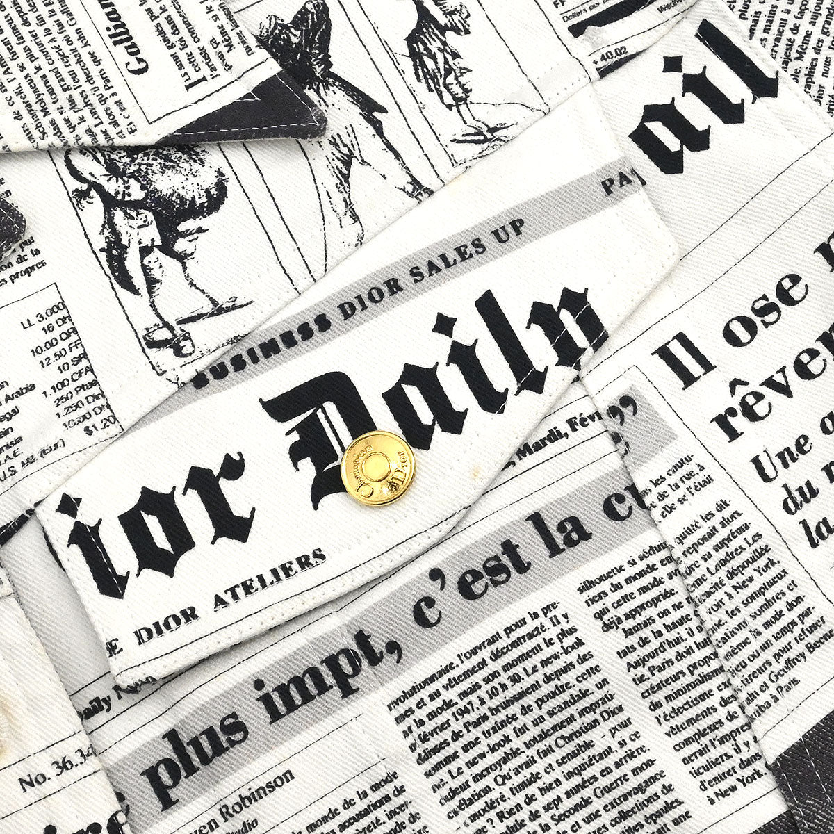 Christian Dior 2000 Single Breasted Jacket Newspaper White #40