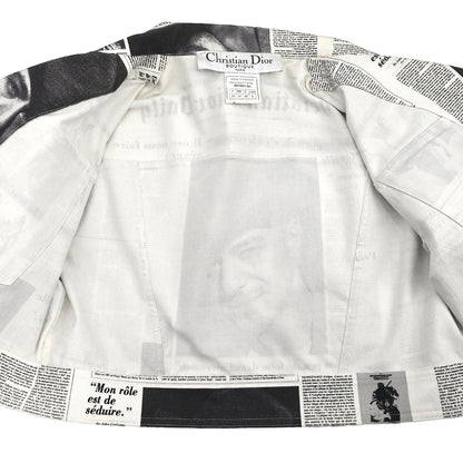 Christian Dior 2000 Single Breasted Jacket Newspaper White #40