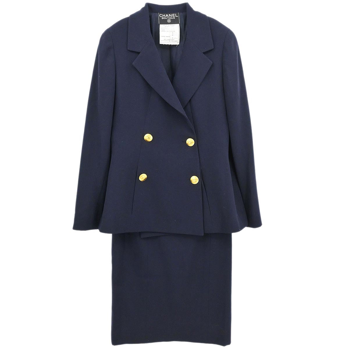Chanel Setup Suit Jacket Skirt Navy 27 #36