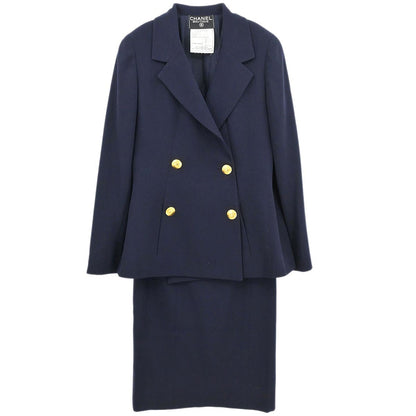 Chanel Setup Suit Jacket Skirt Navy 27 #36