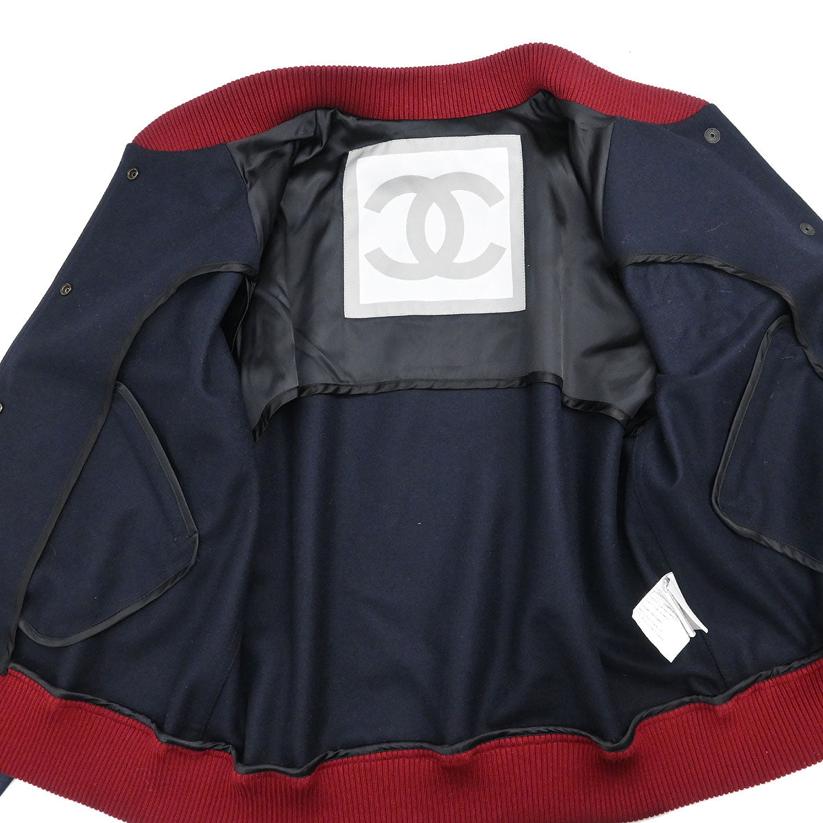 Chanel 2004 Sport Line Spring Letterman Bomber Jacket Navy #38