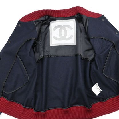 Chanel 2004 Sport Line Spring Letterman Bomber Jacket Navy #38