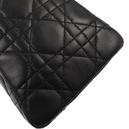 Christian Dior Black Lambskin Medium Lady Dior Cannage 2way Shoulder Handbag
