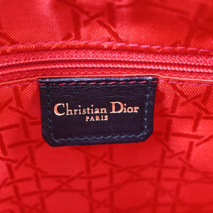 Christian Dior Black Lambskin Medium Lady Dior Cannage 2way Shoulder Handbag