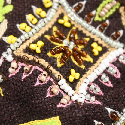 Fendi Brown Canvas Beads Embroidered Tote Handbag