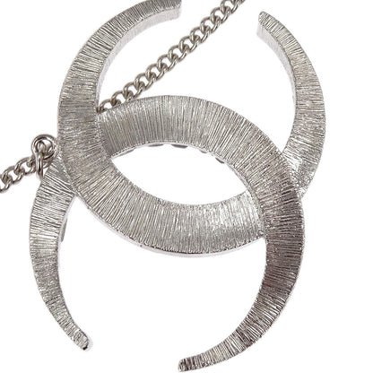 Chanel CC Chain Pendant Necklace Silver Rhinestone B15C