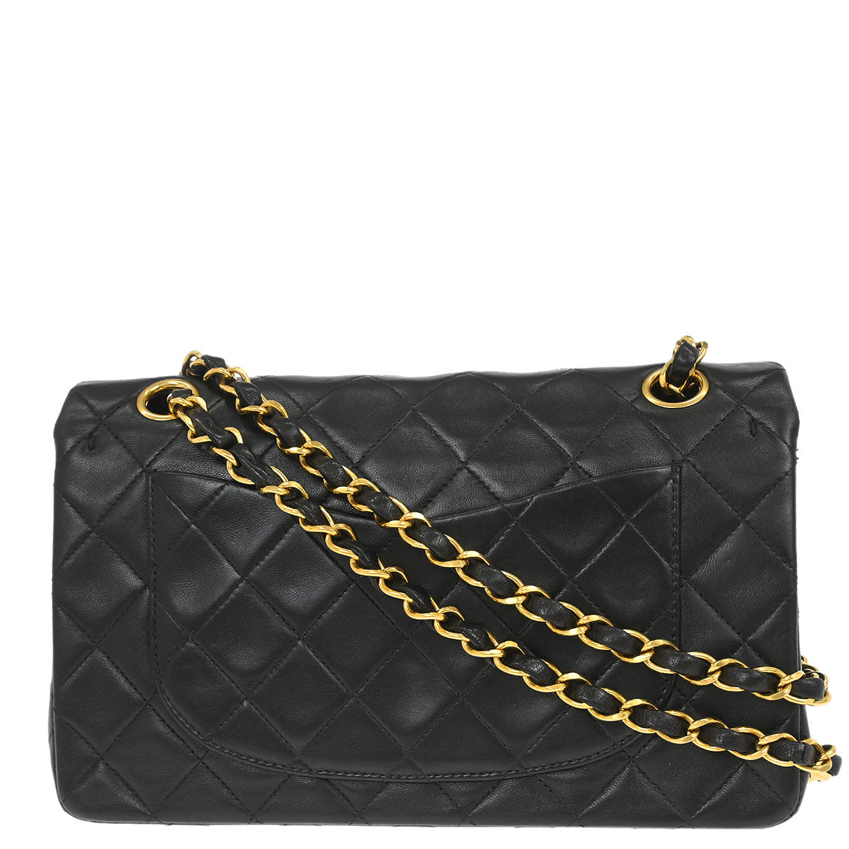 Chanel 1994-1996 Black Lambskin Small Classic Double Flap Shoulder Bag