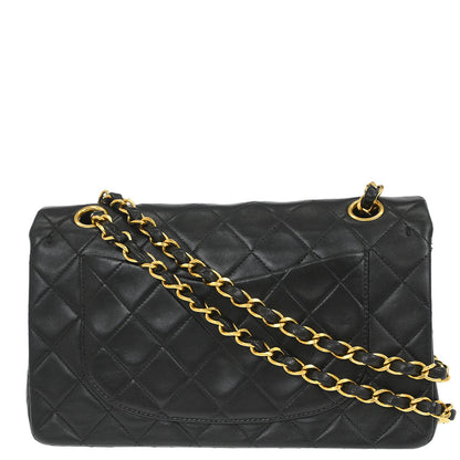 Chanel 1994-1996 Black Lambskin Small Classic Double Flap Shoulder Bag