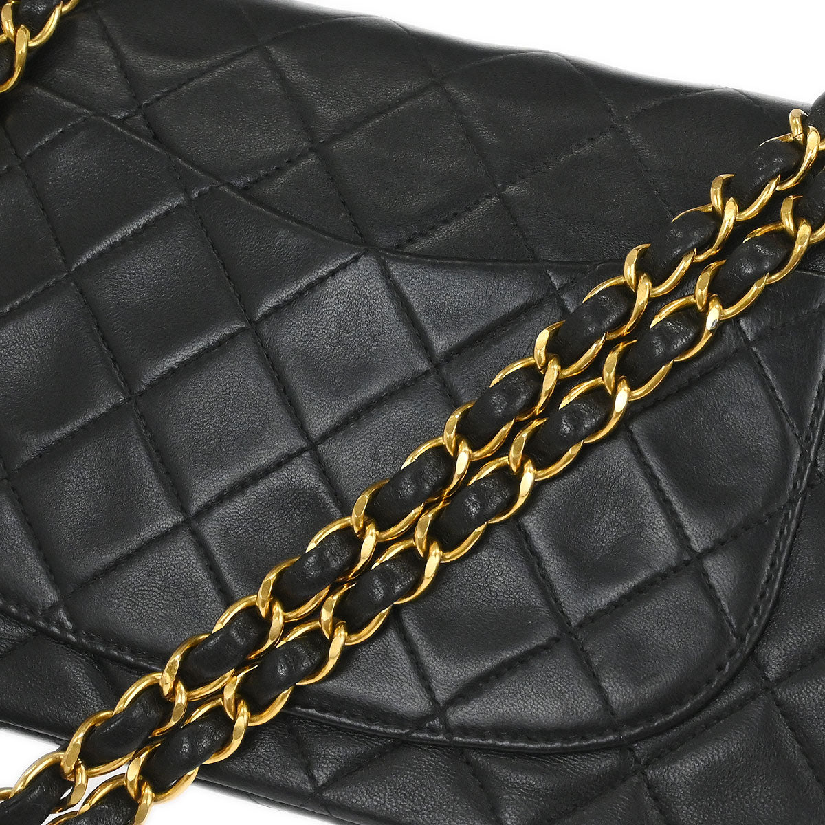 Chanel 1994-1996 Black Lambskin Small Classic Double Flap Shoulder Bag