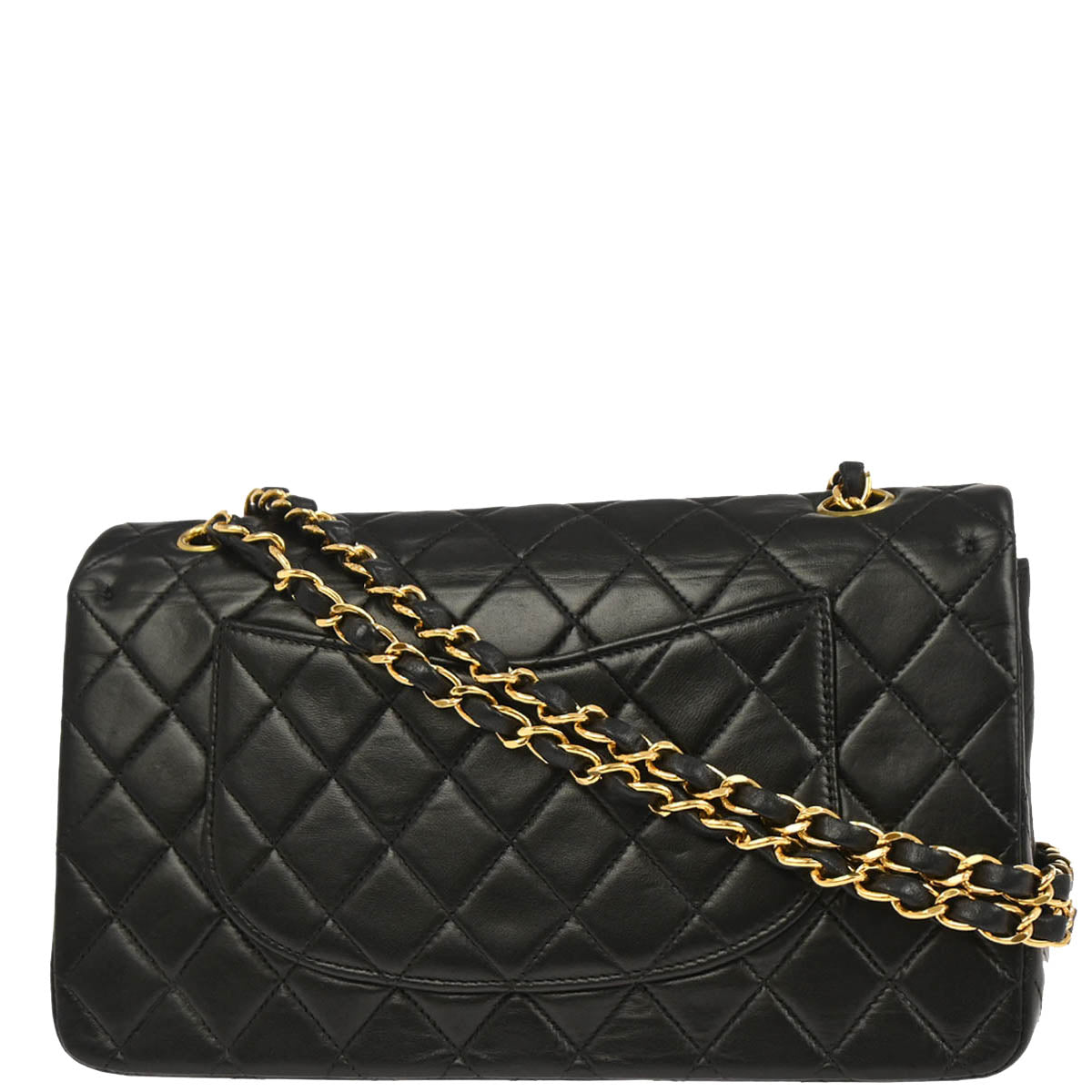 Chanel 2000-2002 Black Lambskin Medium Classic Double Flap Shoulder Bag