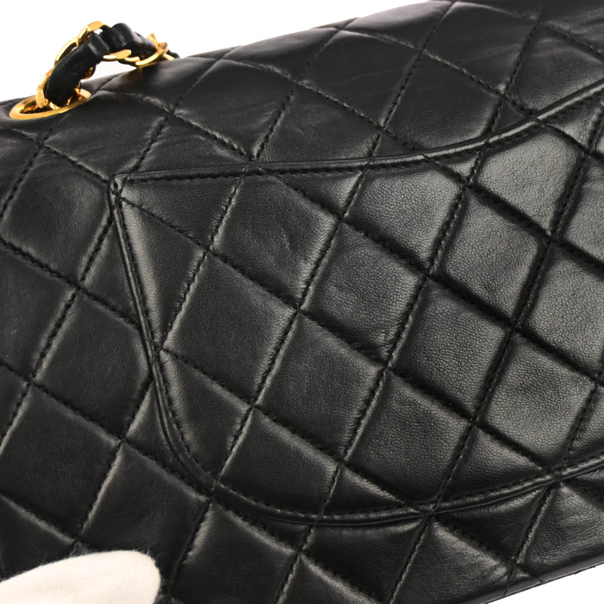 Chanel 2000-2002 Black Lambskin Medium Classic Double Flap Shoulder Bag