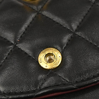 Chanel 2000-2002 Black Lambskin Medium Classic Double Flap Shoulder Bag